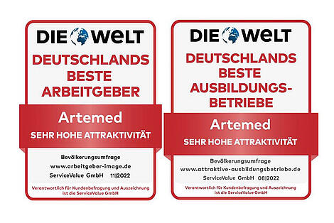Artemed als Deutschlands bester Arbeitgeber und Ausbildsbetrieb