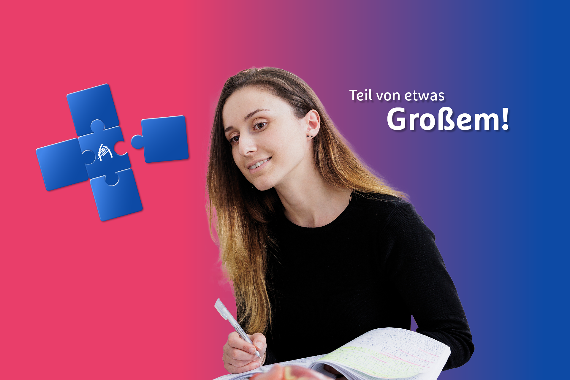 Ausbildung Duales Studium -Studentin als Teil von etwas Großem
